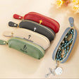 Personalized Genuine Leather Rosary Pouch, Cross Print Rosary Bag with Name