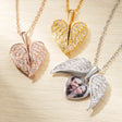 My Guardian Angel Always Close to My Heart - Personalized Sterling Silver Angel Wing Photo Locket Necklace