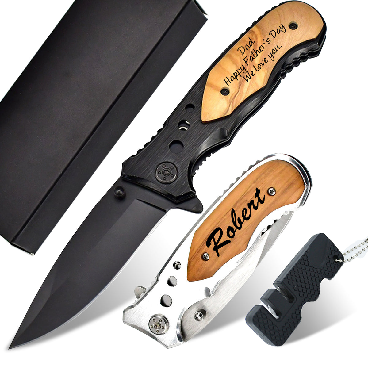 Custom Engraved Wood Handle Pocket Knife