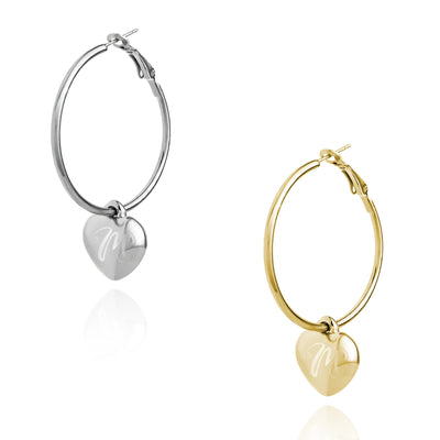 Pendientes de aro con forma de corazón personalizados