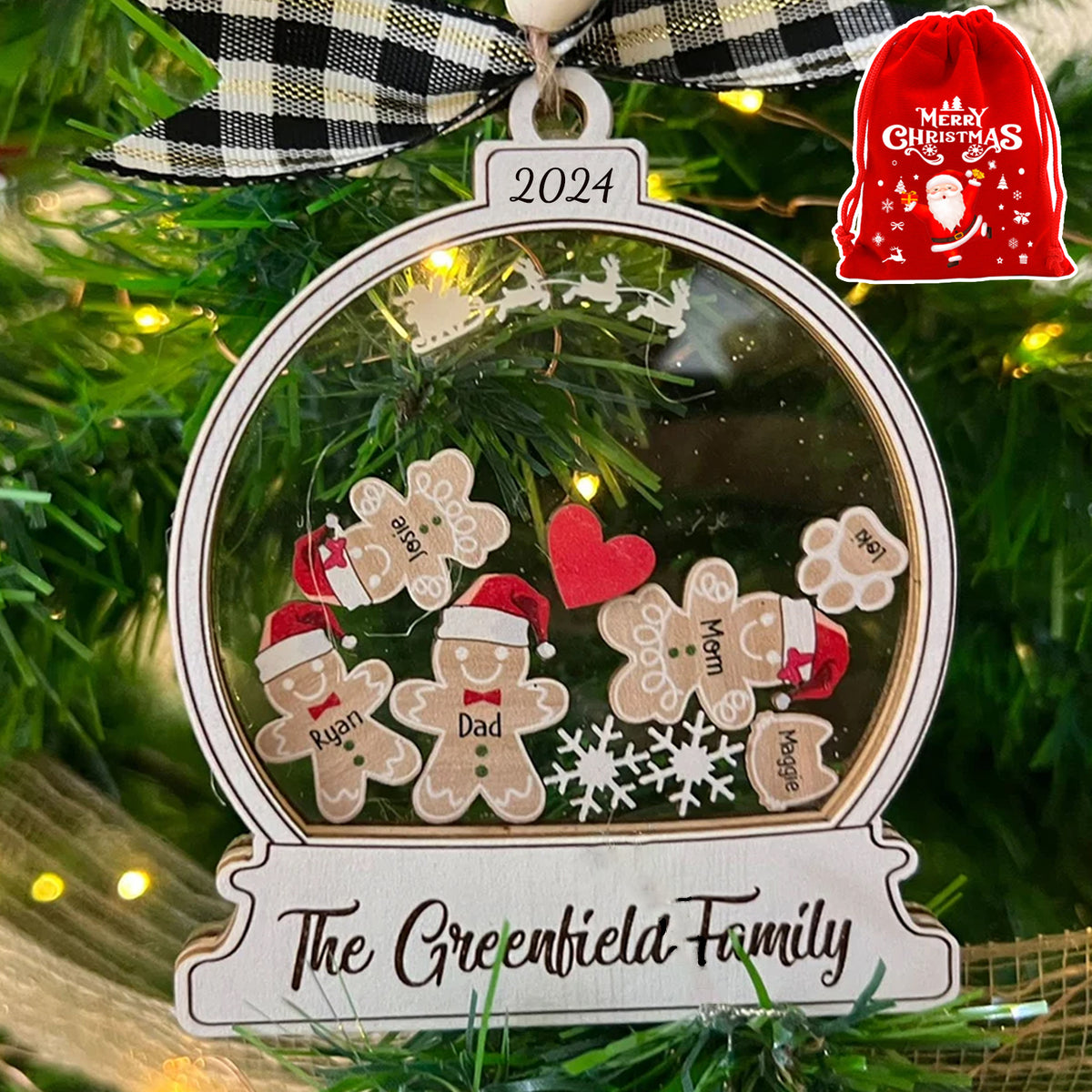 Personalized Gingerbread Family Xmas Ornament