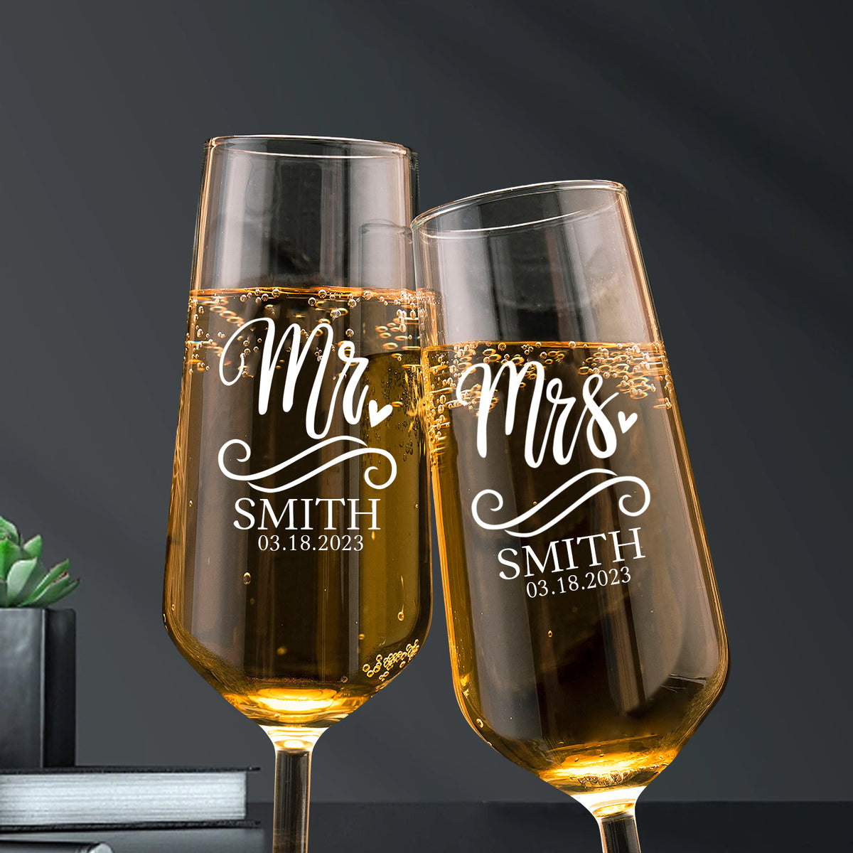 Personalized Champagne Glasses Set of 2