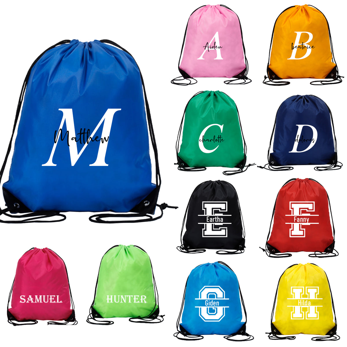 Personalized Drawstring Backpack with Custom Name | Durable Customized Party Bag