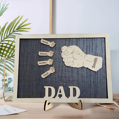 Personalized Dad Fists Wood Sign 