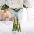 Personalized Blue Crystal Bridal Bouquet Charm with Engraved Text Something Blue Wedding Gift for Bride