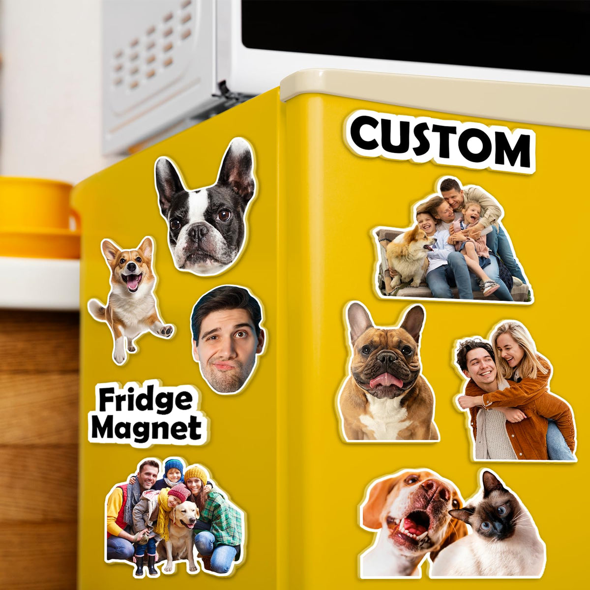 Custom Magnets for Fridge Personalized Acrylic Shaped Refrigerator Magnet with Photo Pet Portrait Waterproof Fridge Decal Home Decoration
