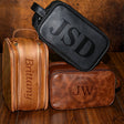 Personalized Leather Toiletry Bag for Men Large Capacity Toiletry Travel Bag PU Leather Waterproof Shaving Bag Travel Essentials Customized Gifts for Husband Groomsmen Father's Day