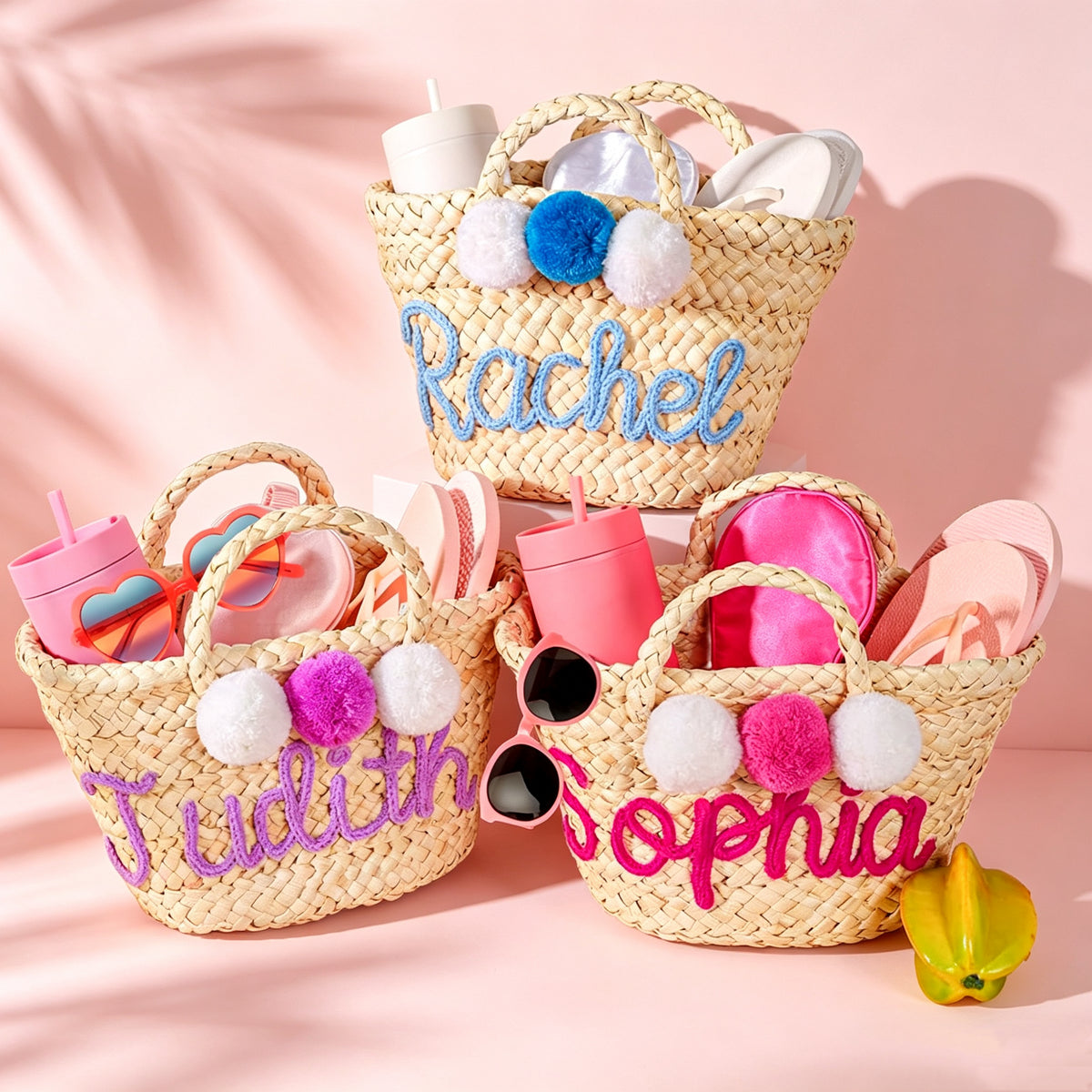 Personalized Beach Tote Bag for Women Summer Straw Bag with Name Waterproof Travel Storage Bag Shoulder Bag Bridal Shower Gift Gifts for Mom Grandma Wife Girlfriend Bride Bridesmaid Bestie