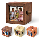 Personalized Photo Flip Box Custom Hand Crank Photo Album with Light & Name Anniversary Keepsake for Him & Her Gifts for Couple Family Christmas Day Father’s Day Wedding Birthday Gift