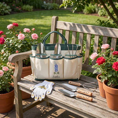 Personalized Gardening Tools Gardening Supplies Kit Gardening Gifts for Women Garden Tool Bag Organizer with Birth Flower and Name Outdoor Hand Tools Birthday Gifts for Gardener Christmas