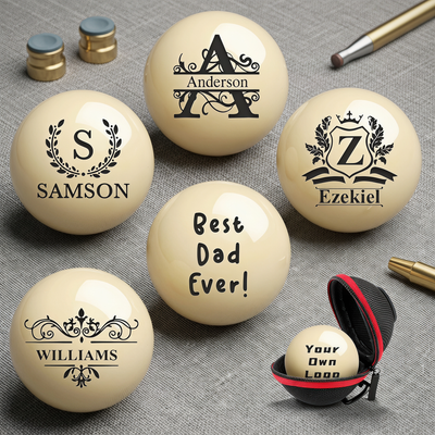 Personalized Billiards Cue Ball with Pouch