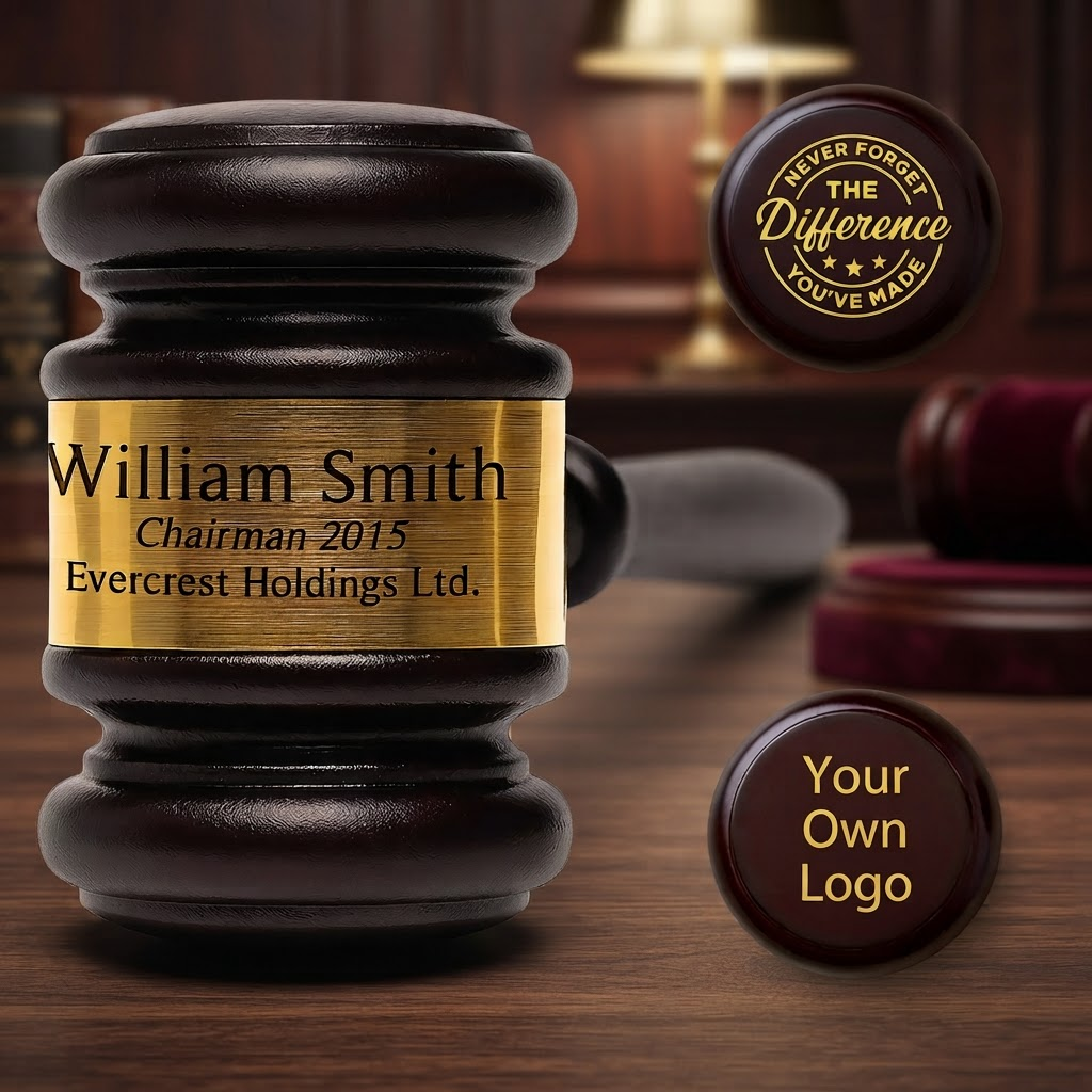 Personalized Judge Gavel and Sound Block Set