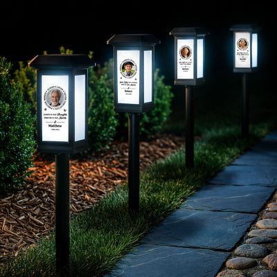 Personalized Solar Lights for Cemetery Solar Pathway Lights with Photo & Name Garden Memorial Outdoor Grave Light for Outdoor Garden Balcony Yard Memorial Remembrance Gifts for Loved Ones