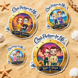 Personalized Cruise Door Magnet Custom Cartoon Couple & Name Cruise Partners for Life Cabin Decoration for Anniversary Honeymoon Trip Cabin Door Fridge Gifts for Husband Wife Family Friends