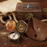 Personalized Engraved Compass with Wooden Box