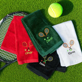 Personalized Tennis Towel – Custom Name & Racket Embroidery