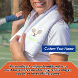 Personalized Tennis Towel – Custom Name & Racket Embroidery