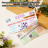 Personalized Acrylic Mahjong Line Reader with Rules and Name Accessories Tool Gifts for Parties Game Nights Birthday Gifts for Lovers Beginners Family Friends Wife