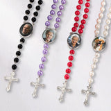 Personalized Photo Rosary Beads Necklace