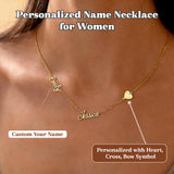 Personalized Cross Name Necklace Custom 1-3 Tiny Names and Pendant 18K Gold Plated Necklace for Women Jewelry Gifts for Mom Grandma Wife Girlfriend Mother's Day Birthday Wedding Gifts