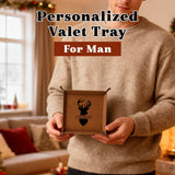 Personalized Valet Tray for Men Custom Key Bowl Portable Waterproof PU Leather Valet Tray for Keys Wallet Remote Controller Keys Phone Wallet Coin Jewelry Men Gifts for Christmas