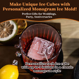 Personalized Monogrammed Ice Cubes Custom 2 inch Whiskey Rocks Food Grade Silicone Mold with Lid for Wedding Home Bar Gifts for Dad Husband Whisky Lover Cocktail Lover Bartender