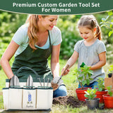 Personalized Gardening Tools Gardening Supplies Kit Gardening Gifts for Women Garden Tool Bag Organizer with Birth Flower and Name Outdoor Hand Tools Birthday Gifts for Gardener Christmas