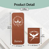 3 Pcs Personalized Vintage PU Leather Magnetic Bookmark