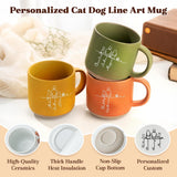 Personalized Pet Character Silhouette Mug 12 oz Coffee Mug Custom Pet & Owner Name Ceramic cup Line Art Mug Gifts for Pet Lovers Pet Owners Birthday Xmas Mother's Day Holiday Gifts
