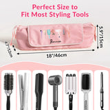 Personalized Heat-Resistant Hair Tools Travel Bag – Custom Birth Flower & Name Organizer for Dyson, Shark & Hot Tools