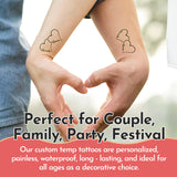15 Pcs Personalized Heart Temporary Tattoos Custom Name Waterproof Tattoo Stickers Funny Party Favors Gifts for Birthday Bachelorette Wedding Pool Party Milestone Graduation