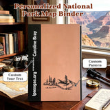 Personalized National Park Map Binder Custom Text/Icons Adventure Passport Book with PVC Sleeves 3 Ring Binder Holds Unigrid Map for Road Trip Family Vacation Memories Gift for Park Lovers