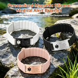 Personalized Medical Alert Bracelet for Men & Women Silicon Customized Emergency ID Bracelet Adjustable Waterproof Engraved Medic Info Wristband for Autism Allergy Diabetes Epilepsy