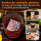 Personalized Monogrammed Ice Cubes Custom 2 inch Whiskey Rocks Food Grade Silicone Mold with Lid for Wedding Home Bar Gifts for Dad Husband Whisky Lover Cocktail Lover Bartender