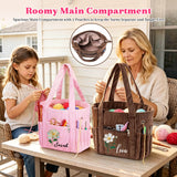 Personalized Birth Flower Corduroy Crochet Bag for Women 11.5" Large Yarn Storage with Custom Name Multiple Pockets & Grommets Needle Holders Knitting Bag for Crochet Lovers Mom Grandma