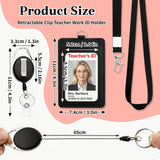 Personalized Teacher Lanyard with ID Holder Custom Cartoon Character and Name PU Leather Card Holder with Breakaway Lanyard/Retractable Reel Teacher Back to School Gifts for Women Men