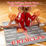 Personalized Cheer Blanket for Girls Custom Name & Cartoon Character Throw Cheer Team Gift for Adults Team Girls Dancers & Athletes Soft Fleece Blanket for Bedroom Travel & Competitions