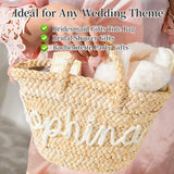 Personalized Beach Tote Bag for Women Summer Straw Bag with Name Waterproof Travel Storage Bag Shoulder Bag Bridal Shower Gift Gifts for Mom Grandma Wife Girlfriend Bride Bridesmaid Bestie