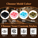 Personalized Monogrammed Ice Cubes Custom 2 inch Whiskey Rocks Food Grade Silicone Mold with Lid for Wedding Home Bar Gifts for Dad Husband Whisky Lover Cocktail Lover Bartender