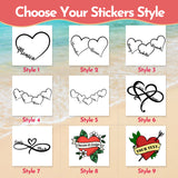 15 Pcs Personalized Heart Temporary Tattoos Custom Name Waterproof Tattoo Stickers Funny Party Favors Gifts for Birthday Bachelorette Wedding Pool Party Milestone Graduation