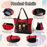 Personalized Oxford Tote Bag for Women Custom Cartoon Lady Birth Flower Travel Storage Bag with Name Large Capacity Bag for Office Travel Beach Shopping Picnic Birthday Gift for Women
