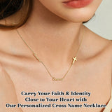 Personalized Cross Name Necklace Custom 1-3 Tiny Names and Pendant 18K Gold Plated Necklace for Women Jewelry Gifts for Mom Grandma Wife Girlfriend Mother's Day Birthday Wedding Gifts