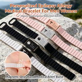 Personalized Medical Alert Bracelet for Men & Women Silicon Customized Emergency ID Bracelet Adjustable Waterproof Engraved Medic Info Wristband for Autism Allergy Diabetes Epilepsy