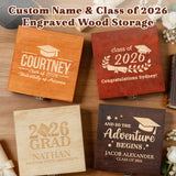 Personalized Graduation Wooden Keepsake Box Custom Engraved Memory Box with Name Storage Boxes for High School College Graduates Cap and Gown Photos Letters Graduation Gifts-for Him Her