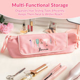 Personalized Heat-Resistant Hair Tools Travel Bag – Custom Birth Flower & Name Organizer for Dyson, Shark & Hot Tools