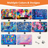 Personalized Pet Food Mat with Photo & Name Dog Mat for Food and Water Graffiti Oil Painting Style Cat Mat for Food Non-Slip Rubber Backing Pet Placemat for Cat Puppy Gift for Pet Lovers