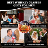 Personalized Golden Badge Whiskey Glass 10 oz Glass Glass for Scotch Bourbon Custom Initial and Name Gifts for Bartender Dad Husband Boyfriends Party Favor Birthday Father's Day Gifts