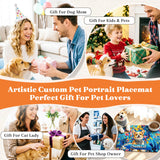 Personalized Pet Food Mat with Photo & Name Dog Mat for Food and Water Graffiti Oil Painting Style Cat Mat for Food Non-Slip Rubber Backing Pet Placemat for Cat Puppy Gift for Pet Lovers