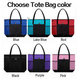 Personalized Oxford Tote Bag for Women Custom Cartoon Lady Birth Flower Travel Storage Bag with Name Large Capacity Bag for Office Travel Beach Shopping Picnic Birthday Gift for Women