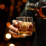 Personalized Golden Badge Whiskey Glass 10 oz Glass Glass for Scotch Bourbon Custom Initial and Name Gifts for Bartender Dad Husband Boyfriends Party Favor Birthday Father's Day Gifts